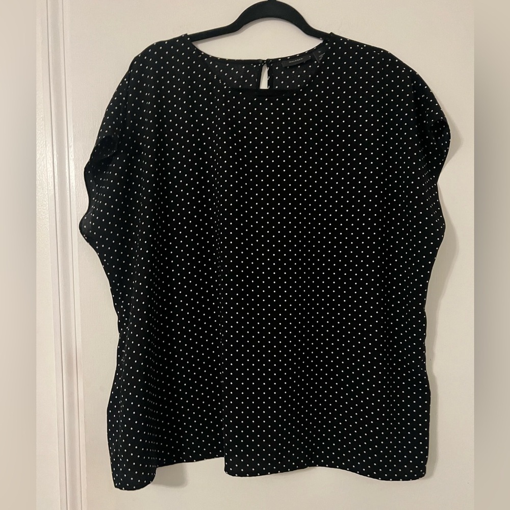 Halogen Black Blouse with White Polka Dots size 1X (A312)